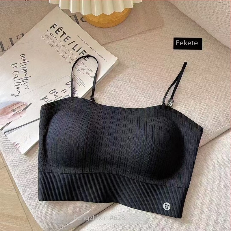 Sima varrás nélküli váll nélküli melltartó-kamizol, párnázott, nylon, 3/4 kosár, csőtop típus