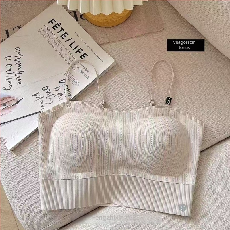 Sima varrás nélküli váll nélküli melltartó-kamizol, párnázott, nylon, 3/4 kosár, csőtop típus