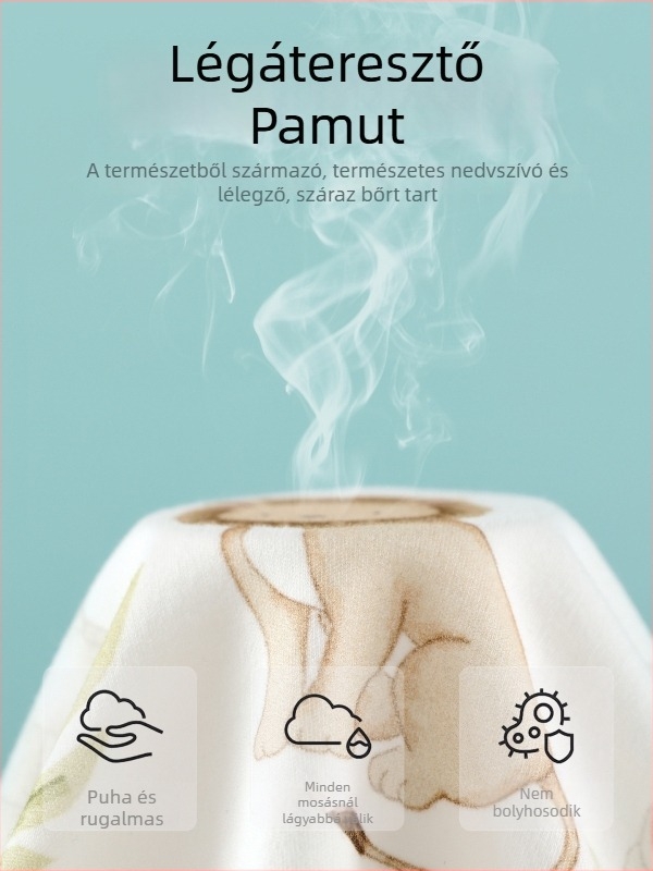 Kisbaba téli 2 részes pamut alsó-felső készlet – uniszex, 0–12 hónap, 100% pamut, rajzolt minta, magas derekú védőhas, lazább stílus