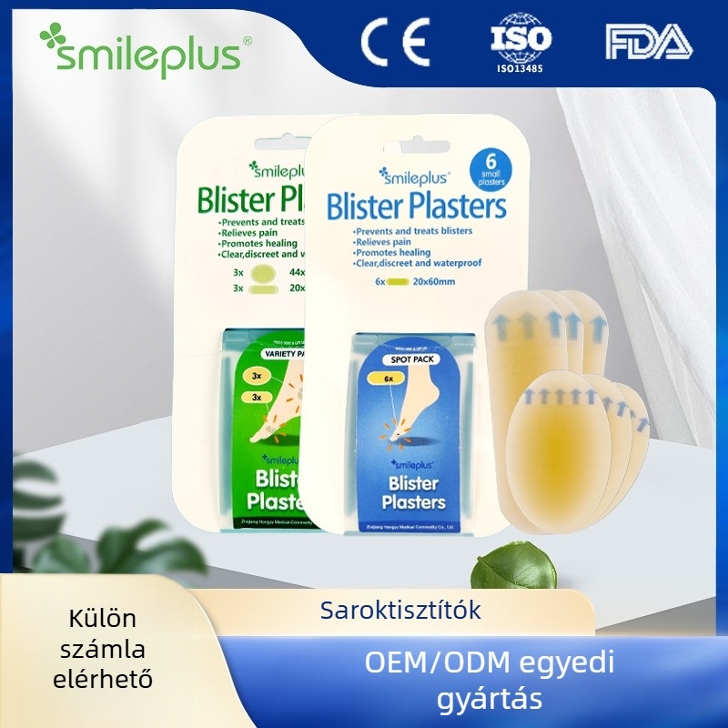 Smileplus hidrokoloid talptapaszók – kopás elleni védelem, láthatatlan sarok tapasz, 2 mm vastagság, egyszínű minta, logó nyomtatva