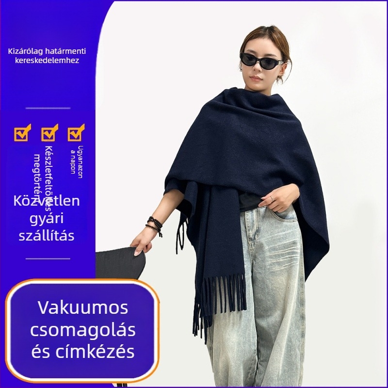Mesterséges kasmírsál, poliészter, őszi-téli szezon, egyszínű minta, meleg és szélálló