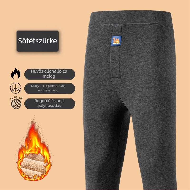 Férfiaknak extrán nagy méretű fleece-belső termo hosszú alsónadrág téli meleg, vastag