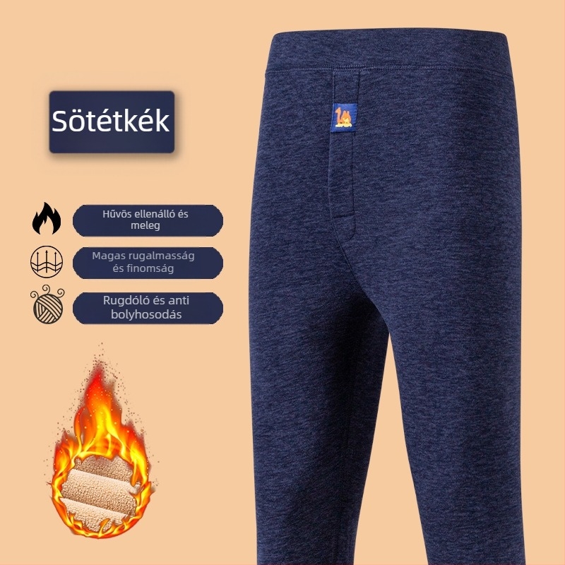 Férfiaknak extrán nagy méretű fleece-belső termo hosszú alsónadrág téli meleg, vastag