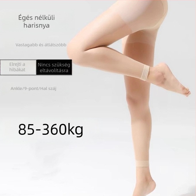 Plusz méretű női harisnya, 9/10 hossz, nyári vékony, testszínű, UV védelem, nylon anyag