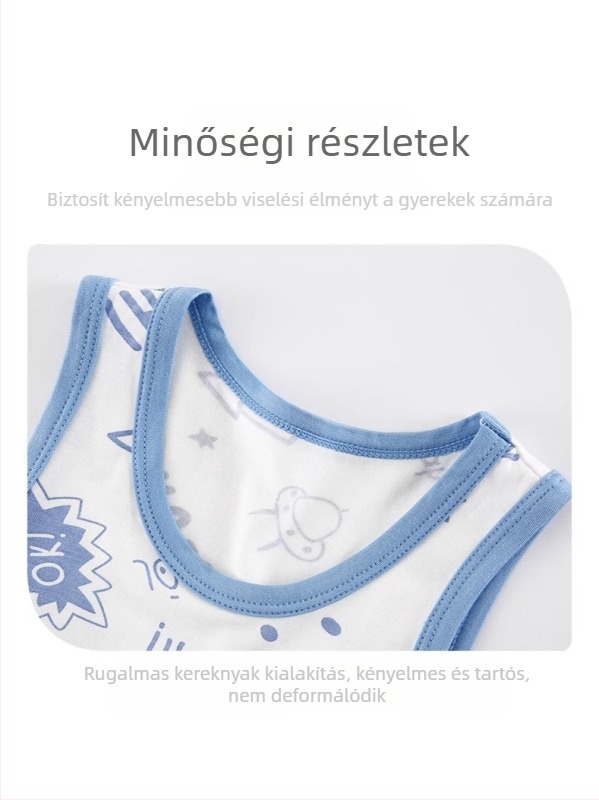Gyerekeknek szóló hálóruha-szett, modal anyag, koreai stílusú ujjatlan felső, vékony (170g modal; 95% modal, 5% spandex; nedvességelvezető)