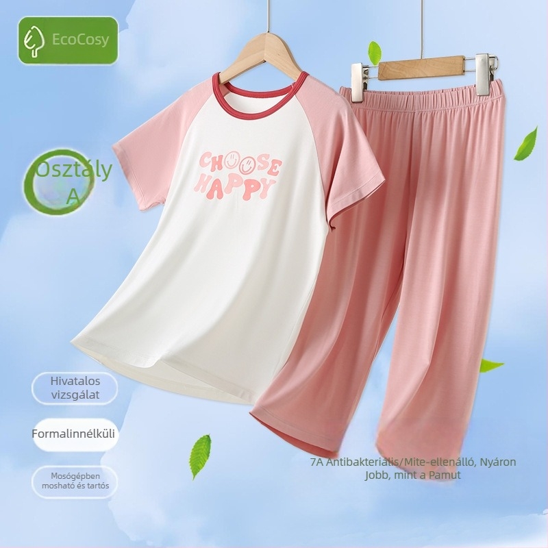 Gyerekeknek szóló hálóruha-szett, modal anyag, koreai stílusú ujjatlan felső, vékony (170g modal; 95% modal, 5% spandex; nedvességelvezető)