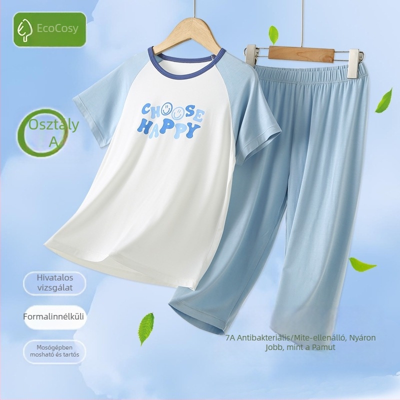 Gyerekeknek szóló hálóruha-szett, modal anyag, koreai stílusú ujjatlan felső, vékony (170g modal; 95% modal, 5% spandex; nedvességelvezető)