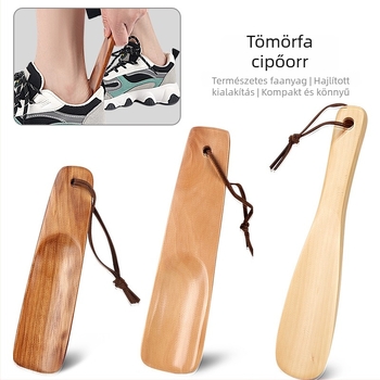 Solid Wood Shoehorn — Home Use, Lazy Shoe-Wearing Tool, Portable Travel Accessory (Model: Solid Wood Shoehorn; Style: Shoehorn; Dimensions: All yards; Suitable seasons: Summer, Winter, Spring, Autumn)