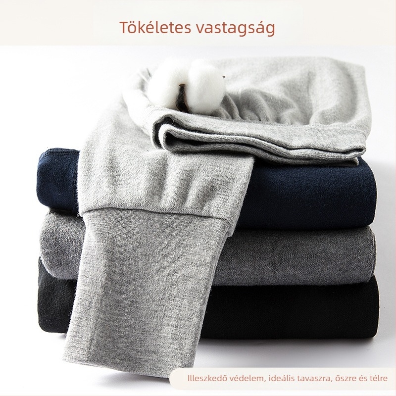 Férfi 100% pamut melegítőnadrág, magas derekú, téli, vastag 220 g/m², egyrétegű