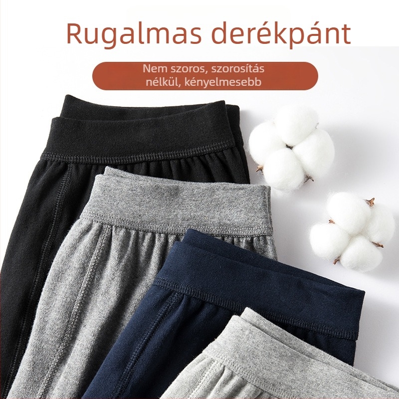 Férfi 100% pamut melegítőnadrág, magas derekú, téli, vastag 220 g/m², egyrétegű