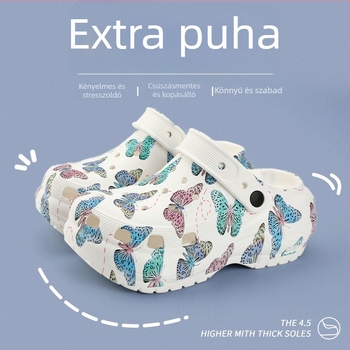 Női EVA Crocs-stílusú papucsok, légáteresztők, zárt orr, 3,5 cm+ vastag talp, injektált EVA konstrukció, mindennapi viselet