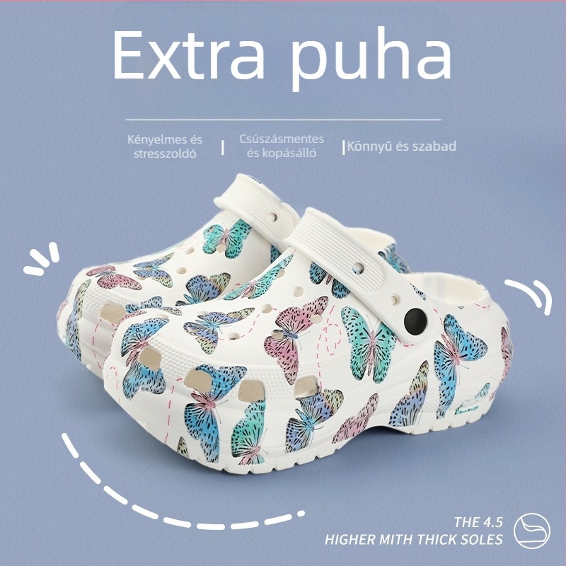 Női EVA Crocs-stílusú papucsok, légáteresztők, zárt orr, 3,5 cm+ vastag talp, injektált EVA konstrukció, mindennapi viselet