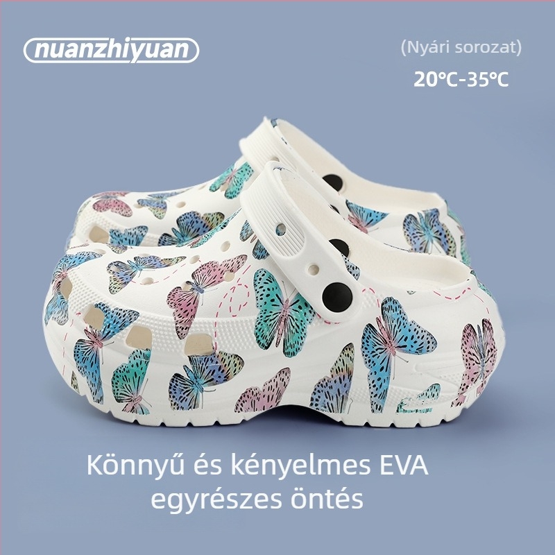 Női EVA Crocs-stílusú papucsok, légáteresztők, zárt orr, 3,5 cm+ vastag talp, injektált EVA konstrukció, mindennapi viselet