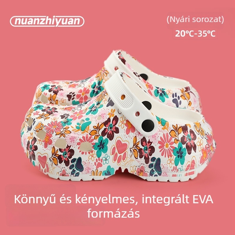 Női EVA Crocs-stílusú papucsok, légáteresztők, zárt orr, 3,5 cm+ vastag talp, injektált EVA konstrukció, mindennapi viselet