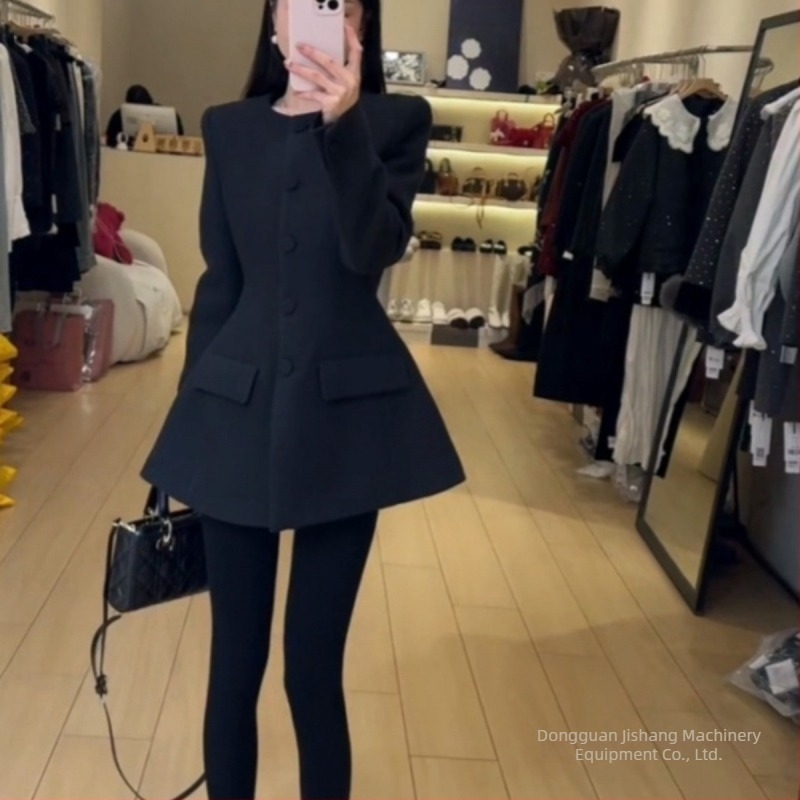 Női chenille zakó prém gallérral, Hepburn-stílusú retro, karcsú szabás, rövid hossz, egysoros gombolás