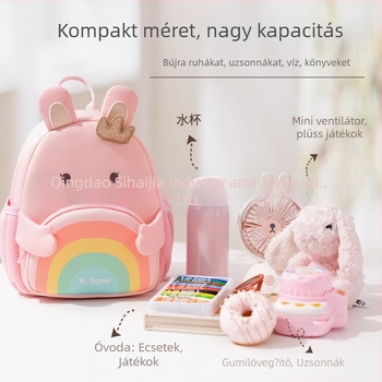 Gyerek iskolai hátizsák, lélegző, ultrakönnyű és antibakteriális, állatmintás; anyag: diving cloth; hordozórendszer: légpárnás vállpántok