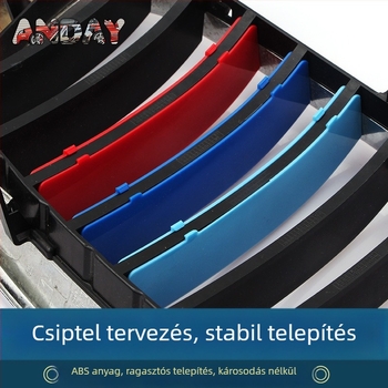 BMW hűtőmaszk háromszínű dekoratív sáv snap-on csattal – ABS, kompatibilis E60, 1/2/3/5 sorozatok és X1–X7, 8 Series