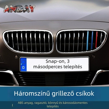BMW hűtőmaszk háromszínű dekoratív sáv snap-on csattal – ABS, kompatibilis E60, 1/2/3/5 sorozatok és X1–X7, 8 Series