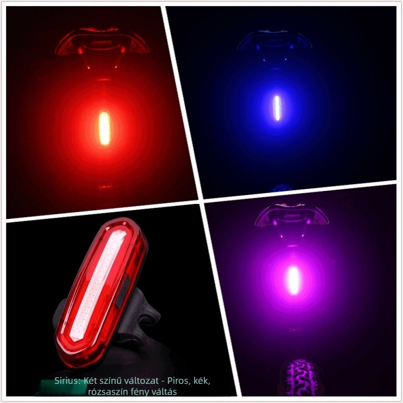 Kerékpár hátsó LED lámpa – újratölthető éjszakai tekeréshez, villogó fény a hegyi kerékpárokhoz