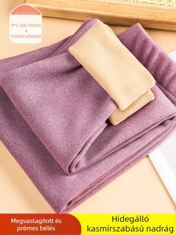 Női téli fleece-betétes termikus leggings, seamless kivitelben, magas elasztikussággal, vastag, melegen tart