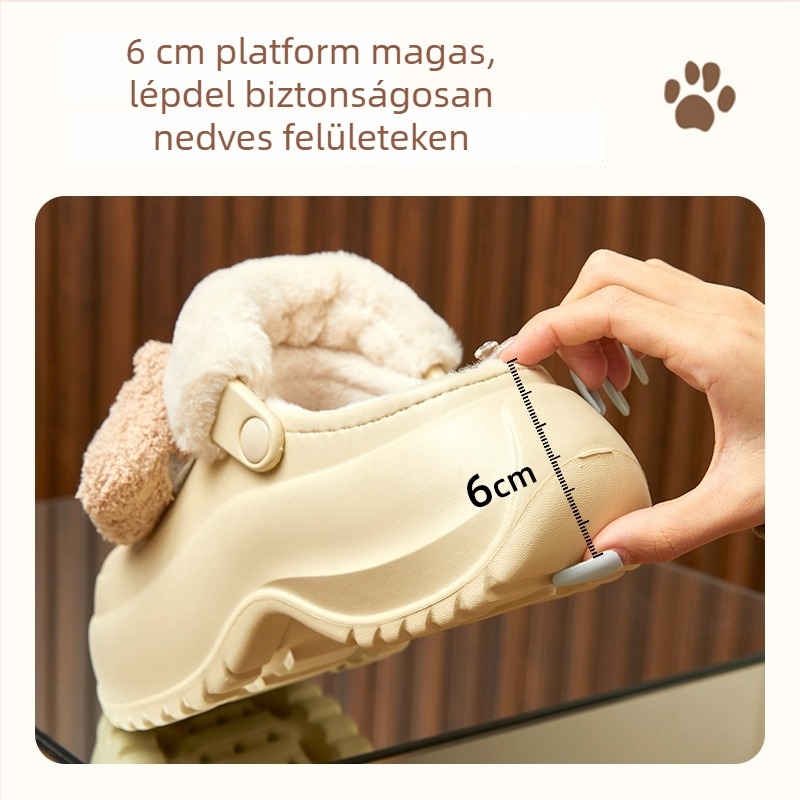 Crocs-stílusú meleg papucs fleece belsővel, vastag talppal, EVA felsőrész és talp, téli 2024