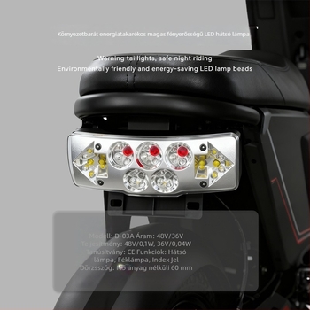 Elektromos kerékpár LED 2-in-1 hátsó lámpa és index – 3W, 36–72V, modell D-03A, élettartam 30 000 óra