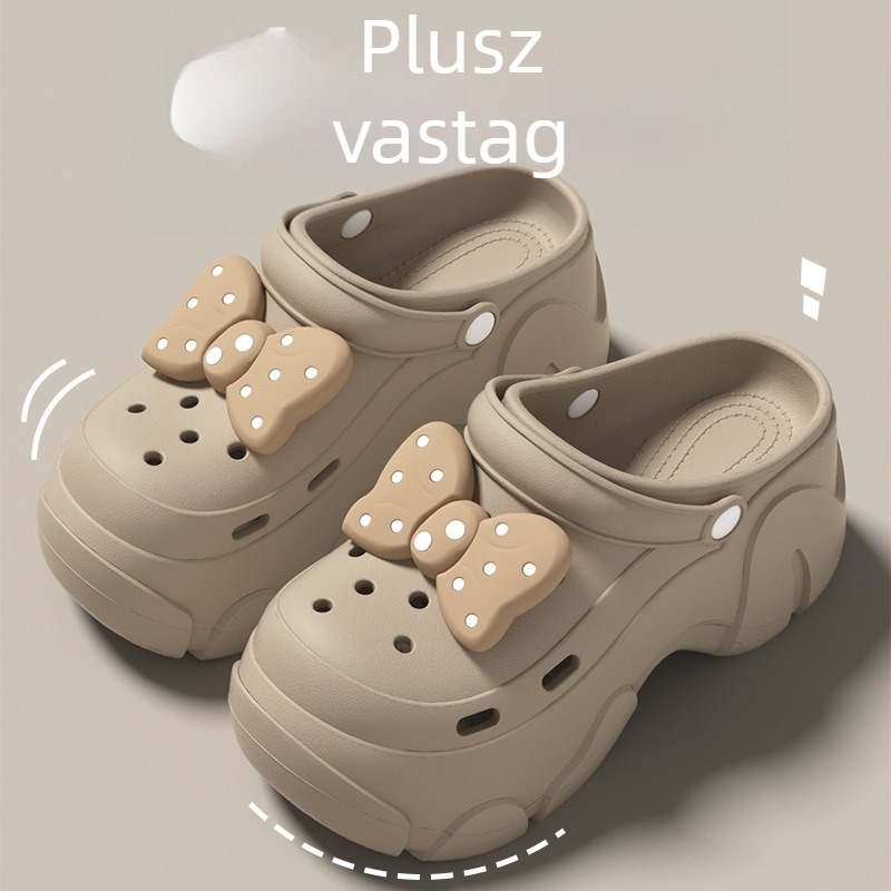Női vastag talpú emelő klógszandálok, EVA felsőrész és talp, csúszásmentes, strand- és tengerparti vise, toe-cap dizájn, 5–8 cm talp