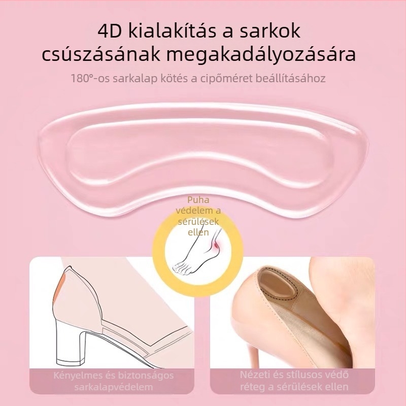 4D átlátszó sarokvédő ragasztó – kopásálló sarokpárna cipőkhöz, sportcipőkhöz, bőr cipőkhöz, csizmákhoz, szandálokhoz, hétköznapi és munkás lábbelikhez, egész éves használatra