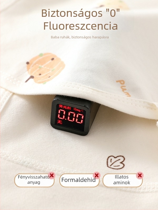 Újszülött pamut két részes készlet – (100% pamut; újszülött; kerek nyak; rajzfilm minta; egész éves)