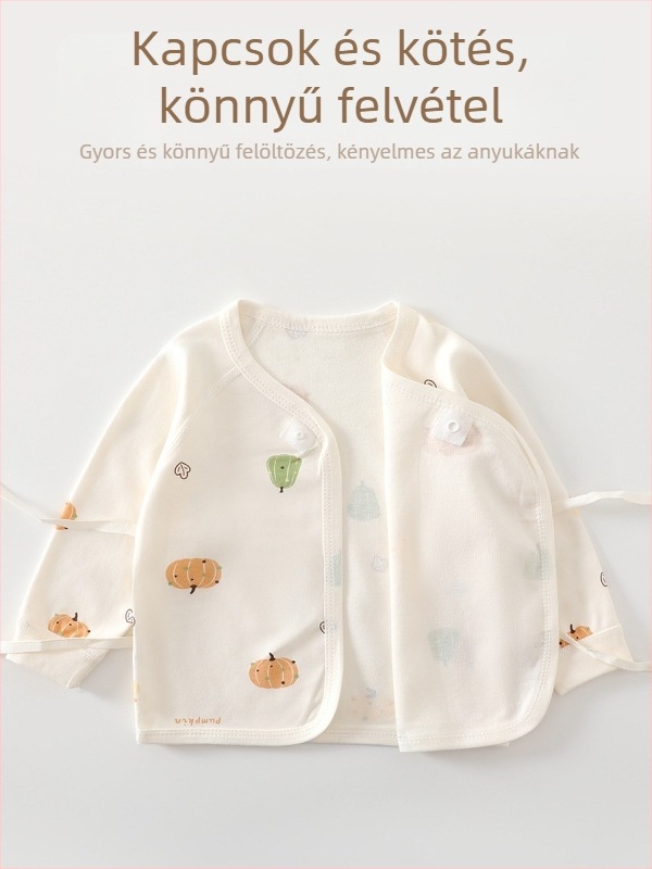 Újszülött pamut két részes készlet – (100% pamut; újszülött; kerek nyak; rajzfilm minta; egész éves)