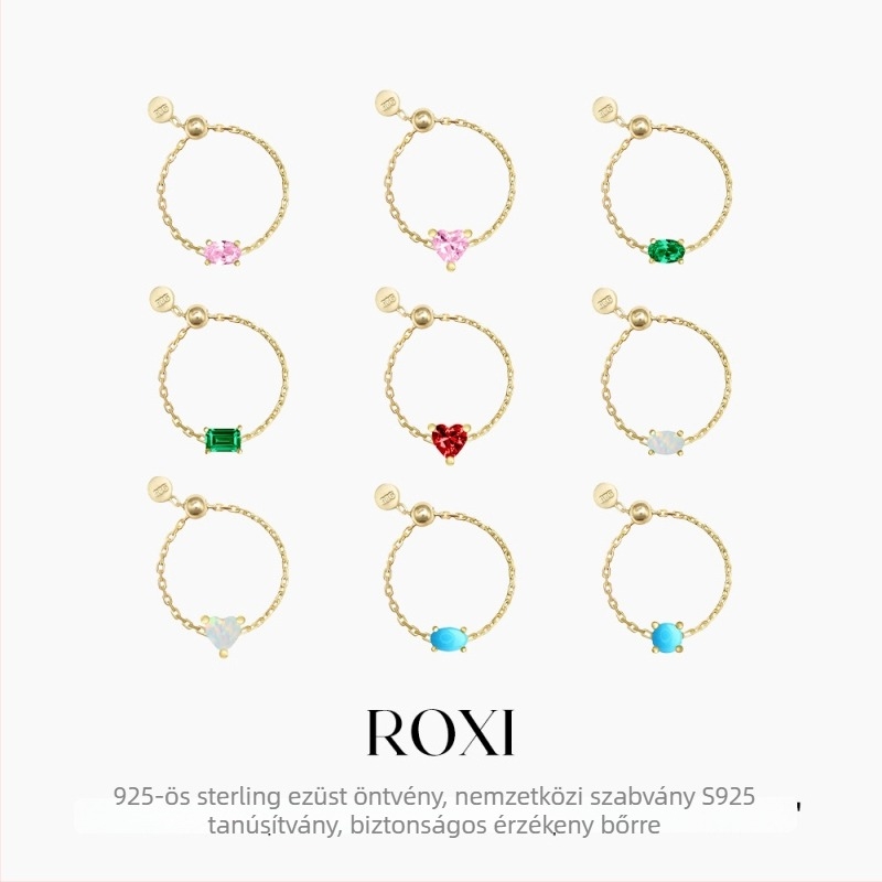 Romad S925 sterling ezüst nyitott állítható gyűrű cirkón beültetéssel – geometriai dizájn, uniszex