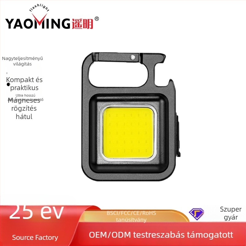 Alumíniumötvözet COB kulcstartó fény, 5W USB-töltéses LED zseblámpa kültéri használatra