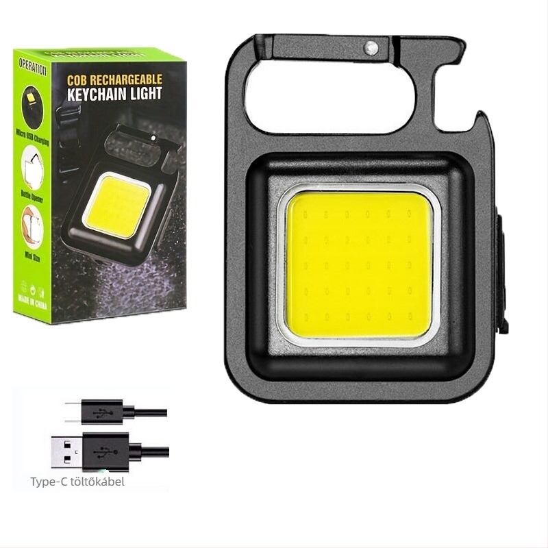 Alumíniumötvözet COB kulcstartó fény, 5W USB-töltéses LED zseblámpa kültéri használatra