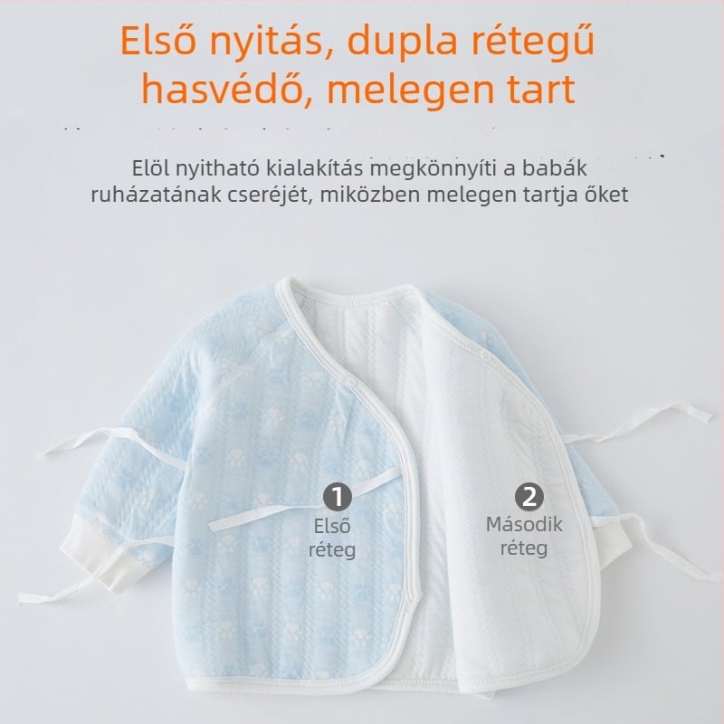 Két részes kimono-stílusú alsónemű készlet újszülöttek és csecsemők számára – ősz/tél, 100% pamut