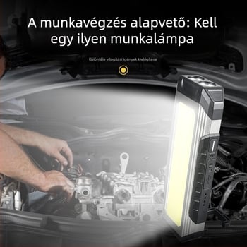 LED munkalámpa COB fényforrással, USB töltés, mágnes, alumíniumötvözet test, IP6 védelem