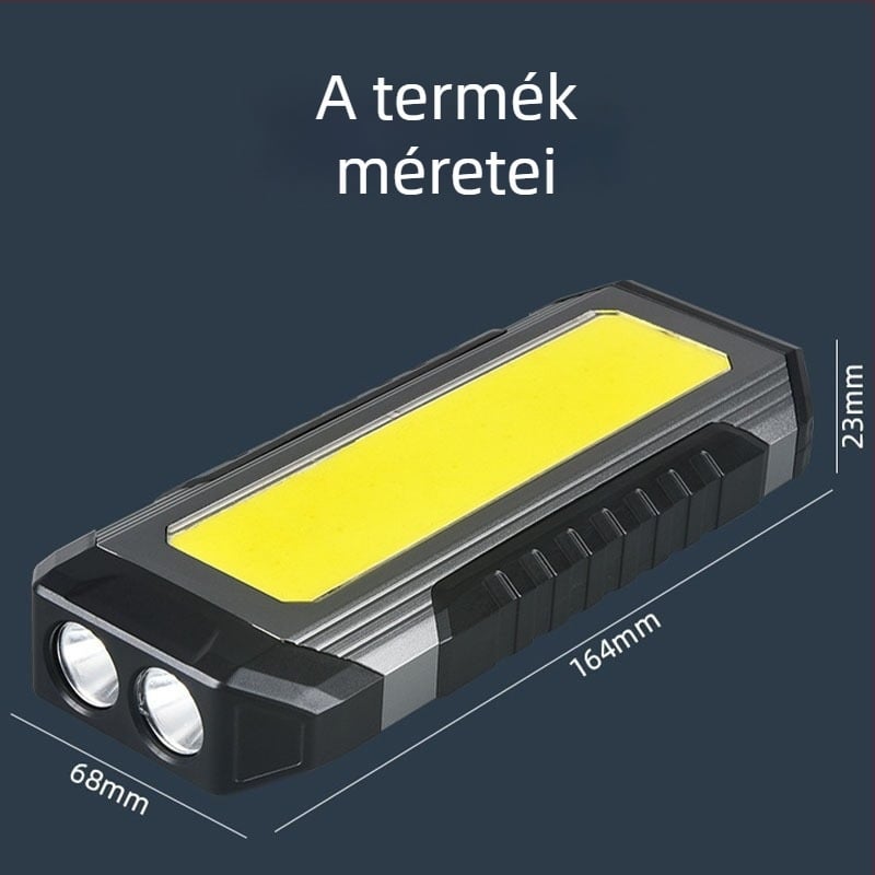 LED munkalámpa COB fényforrással, USB töltés, mágnes, alumíniumötvözet test, IP6 védelem