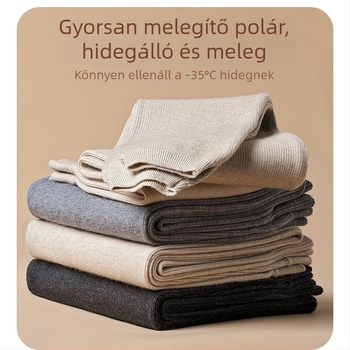 Uniszex gyapjú termo nadrág, magas derekú rugalmas kialakítás, középtömegű 181–200 g/m², egyszínű