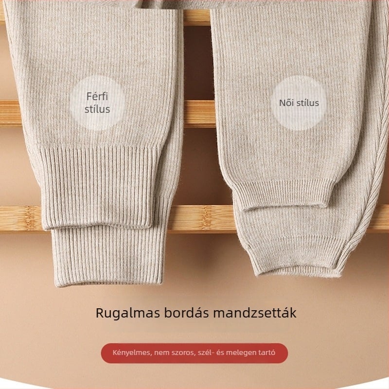 Uniszex gyapjú termo nadrág, magas derekú rugalmas kialakítás, középtömegű 181–200 g/m², egyszínű