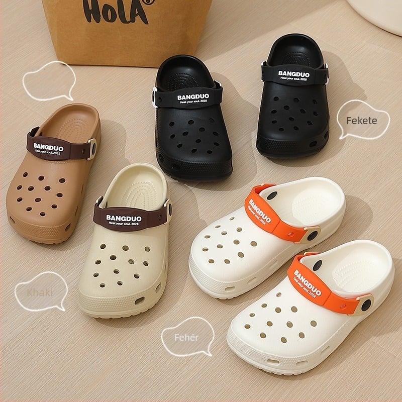Uniszex lyukas cipő – EVA felső és talp, csúszásmentes, talp 3-4 cm, injektálási öntési technológia