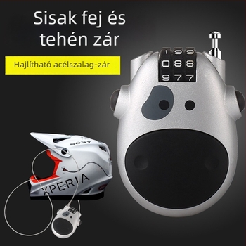 Bukósisak-zár acélhuzallal, jelszavas zár, hordozható ABS műanyag zár, 70 g, márka Jasit, nyomtatott logó, licencelhető magáncímke