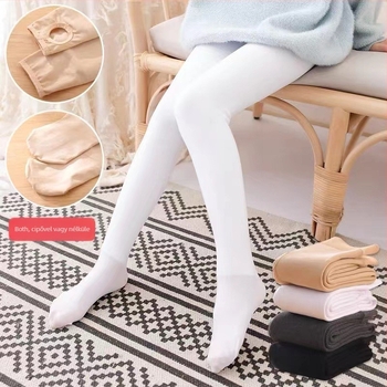 Gyerekeknek szóló táncos harisnya fleece-betéttel és vastagított nylon anyagból, légáteresztő és izzadságot felszívó