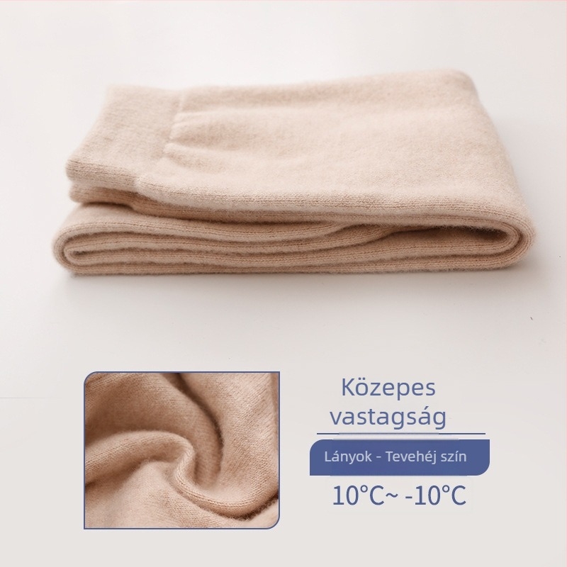 Gyerekeknek szóló gyapjú nadrágok, 60% gyapjú, magas derékú elasztikus derékrész, nyílt ágyékrész, őszi–téli használatra