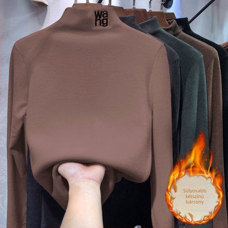 V-nyakú felső, hosszú ujjú, slim fit, pamut-poliészter keverék, hossz 50–65 cm