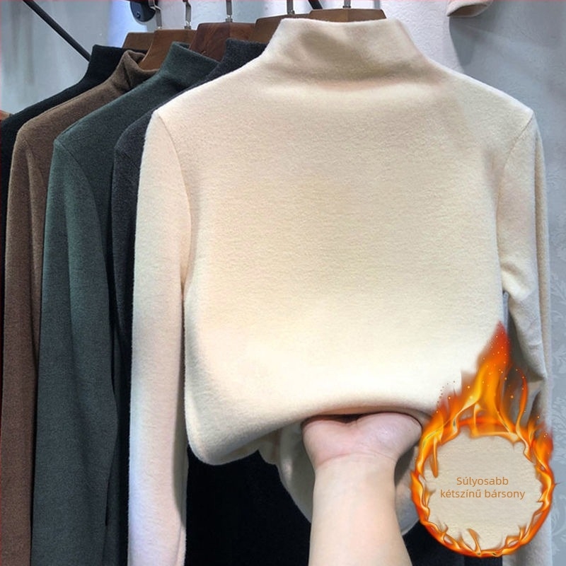 V-nyakú felső, hosszú ujjú, slim fit, pamut-poliészter keverék, hossz 50–65 cm