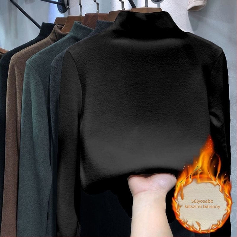 V-nyakú felső, hosszú ujjú, slim fit, pamut-poliészter keverék, hossz 50–65 cm