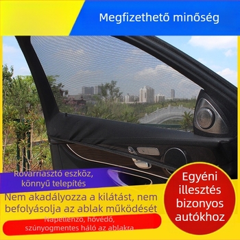 Autóhoz készült szúnyogháló árnyékoló háló, szellőző, átlátszó függöny, univerzális illeszkedés, mágneses rögzítés