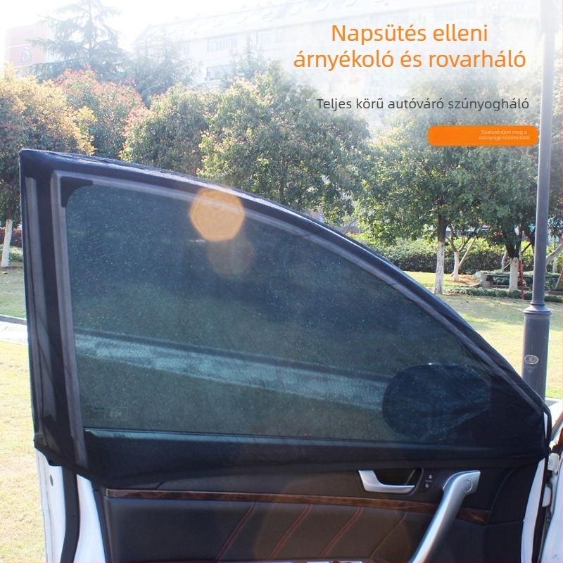 Autóhoz készült szúnyogháló árnyékoló háló, szellőző, átlátszó függöny, univerzális illeszkedés, mágneses rögzítés