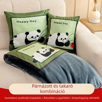 Kétin-egyben flanel autó párna-takaró testreszabható logóval, plüss velúr külső, nyomat mintázat rajzfilmszerű, poliészter töltet