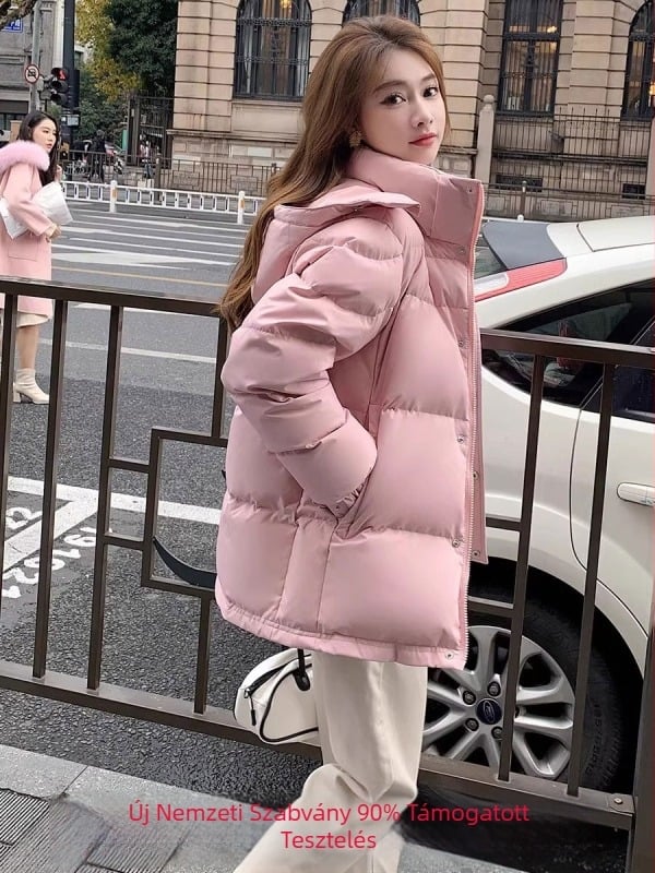 Fehér lúd pehelytöltésű dzseki, 86–90% pehelytartalom, kapucnis, vastag