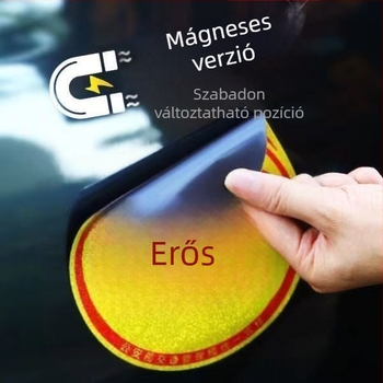 Autókarosszéria matricája figyelmeztető jelekkel, mágneses rögzítés, anyag: Egyéb